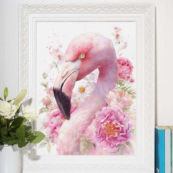 Watercolor Flamingo Wall Art Print, Unframed - Vibrant Tropical Elegance - Picture 7 of 7